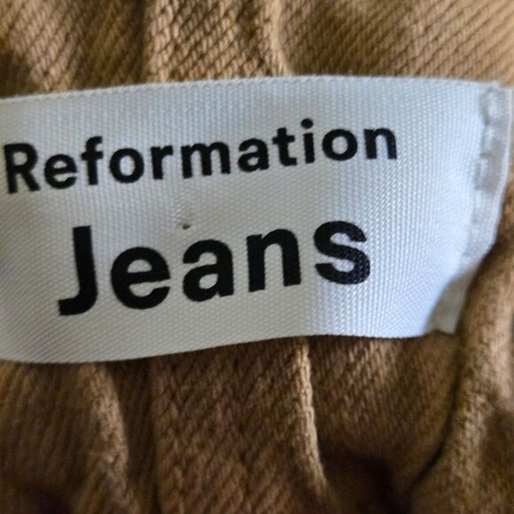 Reformation Evie Pants Butterscotch Paperbag Belted Ankle Organic Cotton Size28 - Picture 9 of 12